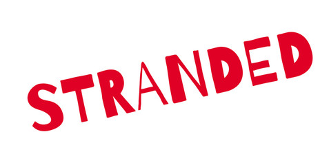 Stranded rubber stamp. Grunge design with dust scratches. Effects can be easily removed for a clean, crisp look. Color is easily changed.