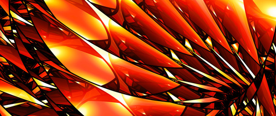 Fiery glowing stained glass 8k widescreen background - obrazy, fototapety, plakaty