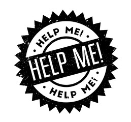 Help Me rubber stamp. Grunge design with dust scratches. Effects can be easily removed for a clean, crisp look. Color is easily changed.