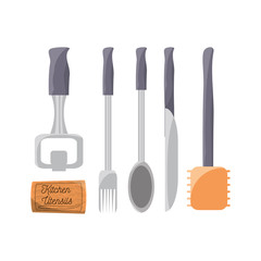 set flat kitchen utensils
