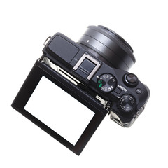 Micro cameras  isolated on white by front view background