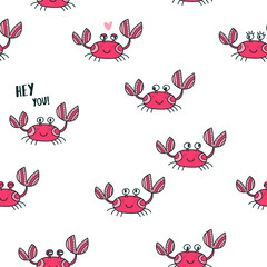 cute emotional crabs seamless pattern