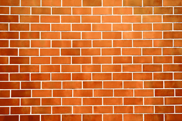 New perfectly orange brick wall background. Best clean brick wall. Close up. Front view.