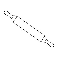 wooden rolling pin icon kitchen tool for bakery vector illustration