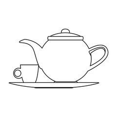 the teapot and cup beverage element icon vector illustration