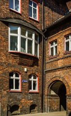 Fototapeta na wymiar Old building in Historical district Nikiszowiec in Katowice, Silesian, Poland