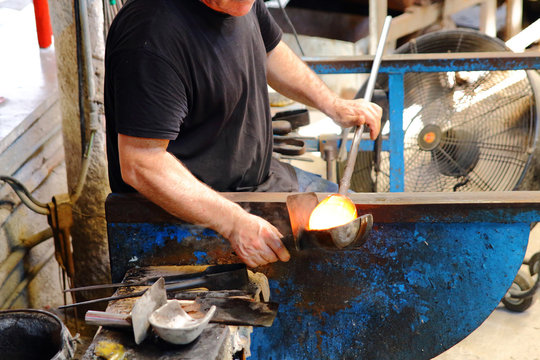 Glassworks glass manufacturing process.