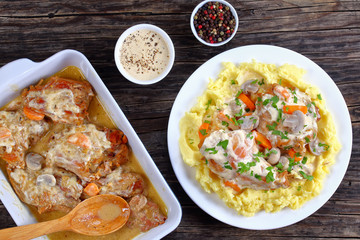 delicious pieces of Rabbit, top view