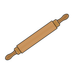 wooden rolling pin icon kitchen tool for bakery vector illustration