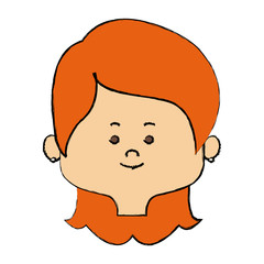 pretty girl face female character head vector illustration