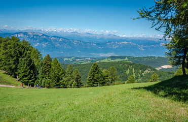 Fototapeta na wymiar Amazing mountain summer landscape in Dolomites, South Tyrol, Italy. The Oclini Pass