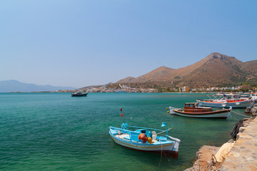 Obraz premium Fishing boats at the coast of Crete, Greece