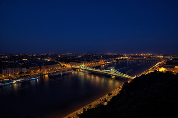 Fototapeta na wymiar Budapest at night with Freedom Bridge.