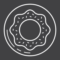 Donut line icon, food and drink, sweet sign vector graphics, a linear pattern on a black background, eps 10.