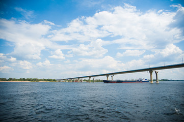 Fototapeta na wymiar River under bridge