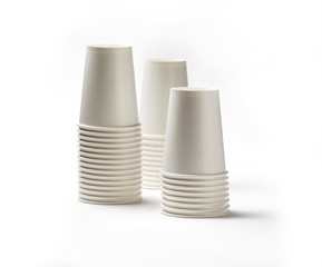 Thai paper coffee cup on white background.