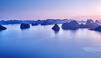 beautiful green limestone mountains in halon bay