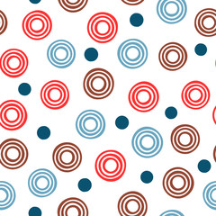 Randomly scattered round elements. Color seamless pattern.