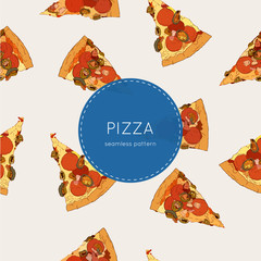 top view of pizza -  seamless pattern vector.