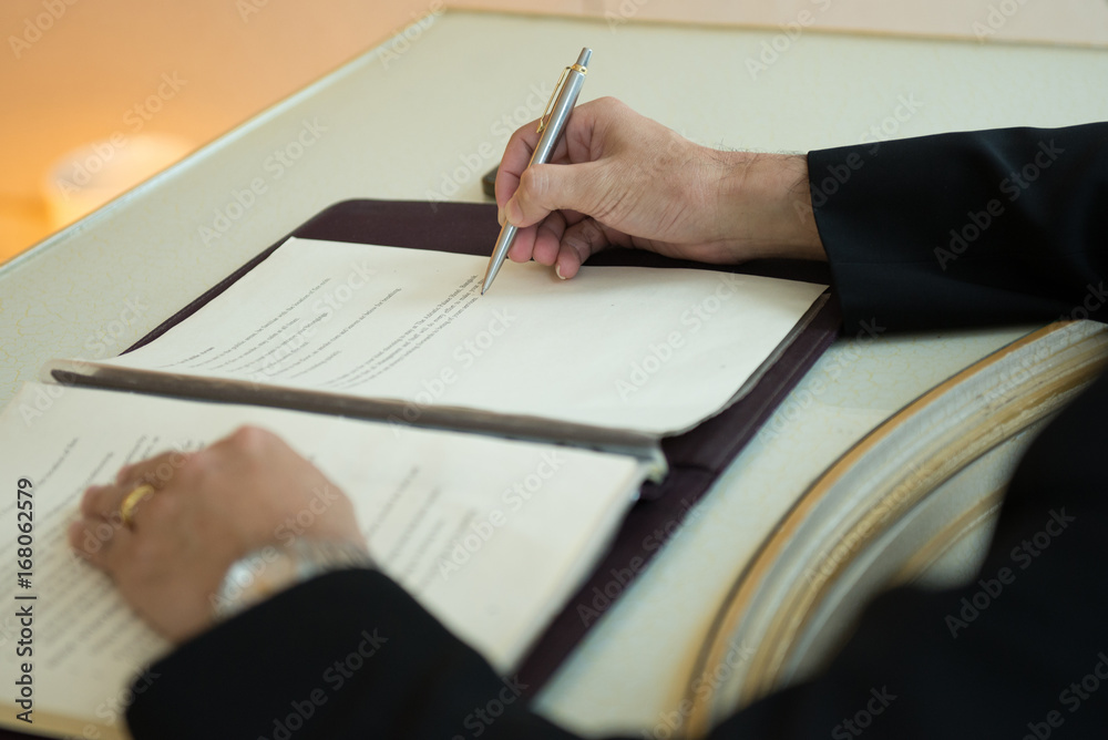 Wall mural businessman working with documents in office