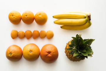 fruits lying in rows