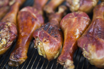 Turkey legs cooking at the Indiana State Fair