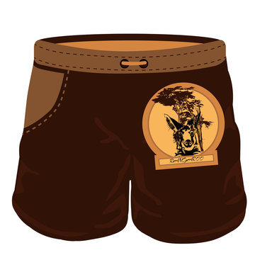 Brown shorts with kangaroo print