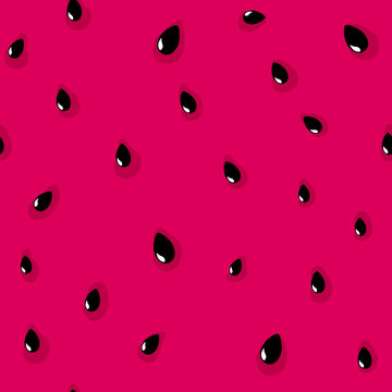 Seamless pattern of watermelon with black seeds. Vector background