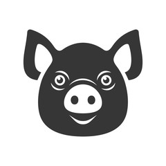 Pig Icon. Dark Logo on White Background. Vector