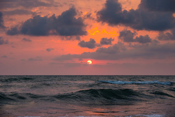 Fototapeta na wymiar Sunset. Beautiful sunset Black sea. Gold sea sunset. Sunset sea waves. Summer sunset