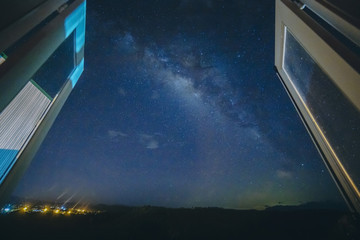 The beautiful Milky Way look over window - 168065554