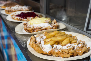 Funnel cakes in midway at the Indiana State Fair