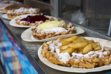 Funnel cakes in midway at the Indiana State Fair