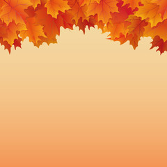 Naklejka na ściany i meble Autumn background with fall leaves on gradient