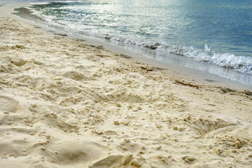 blue sea and sky and free place on beach