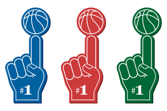 Basketball Fan, Number 1 Fan. Red Foam Finger, Vector Illustration