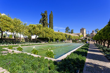 Obraz premium The famous Alcazar de los Reyes Cristianos with beautiful garden in Cordoba