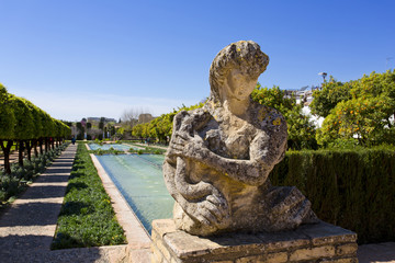 Fototapeta na wymiar The famous Alcazar de los Reyes Cristianos with beautiful garden in Cordoba
