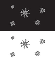 Snowflakes on white and black background. Vector