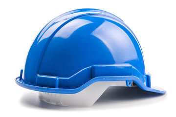 Blue construction helmet