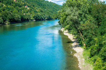 Fototapeta premium The river bank landscape. 