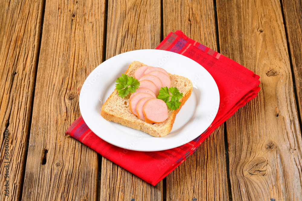 Canvas Prints whole wheat bread with sliced sausage