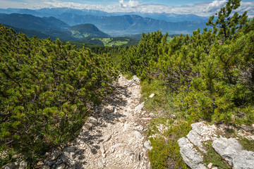 Amazing mountains summer landscape in Dolomites, South Tyrol, Italy. The Oclini Pass
