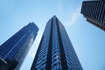 Obraz na płótnie Canvas low angle view of modern office building skyscraper