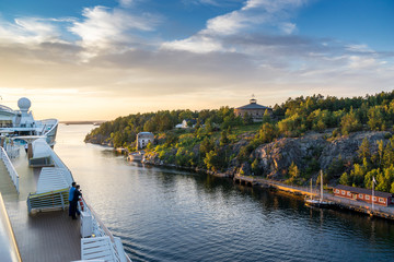 View from deck of a cruise ship - swedish island