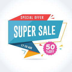 Super sale promotion Banner. Special offer 50% off discount and promotion banners