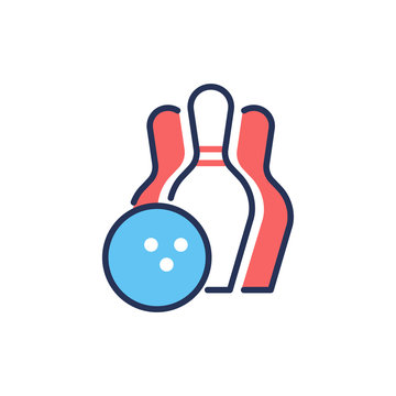 Bowling - modern vector line design single icon.