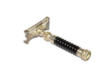 Vintage Antique Old Men's Manual Razor on White Background