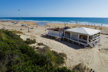Beach bar or snack bar in the beach of La Barrosa in Sancti Petri, Cadiz, Spain