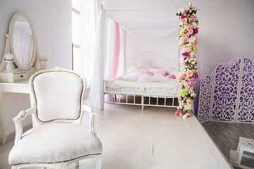 Luxurious room, bedroom with a bed chair and a ladies' table